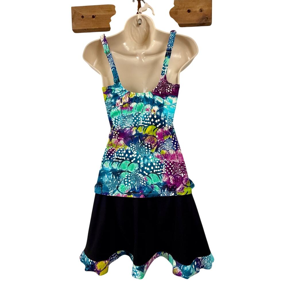 Profile by Gottex Black Multicolor Tankini and Skirt Ruffle Hem Side Ruching - Picture 3 of 16